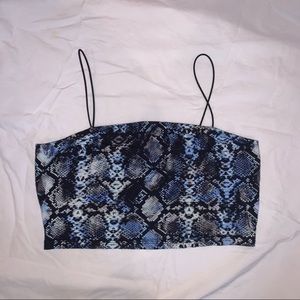 ASOS Blue Snake Print Strappy Bandeau Top